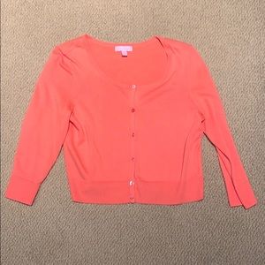 Sherbet orange 3/4 length sleeve cardigan